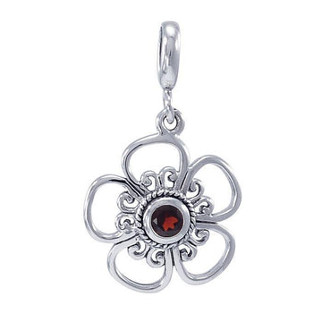 Blooming Flower Silver Pendant with Gems TPD3687 - Jewelry